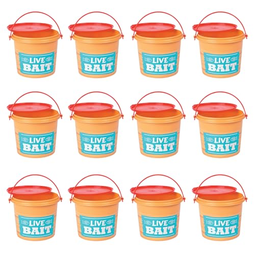 Fun Express Fishing Birthday Party Decorations Mini Buckets - Live Bait Bucket Design Small Plastic...