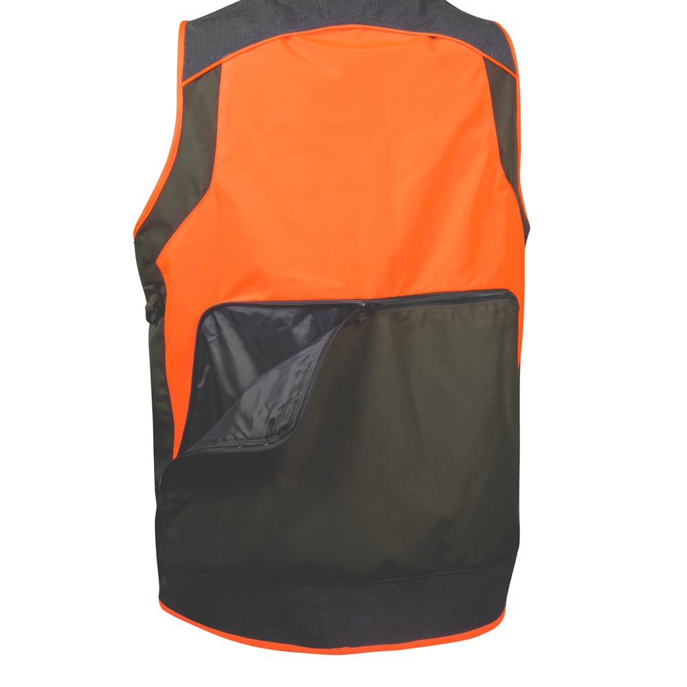 COFRA Wulfen (04 barro/negro/naranja) talla XL chaleco cortavientos impermeable caza pesca agricultura de tela antiabrasión con bolsillos y cartucho