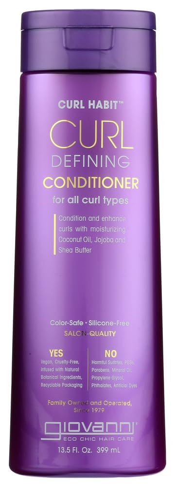 Giovanni Eco Chic Hair Care Curl Habit Curl Defining Conditioner, Vegan, Cruelty Free, 13.5 Fluid Ounce (Pack of 3)