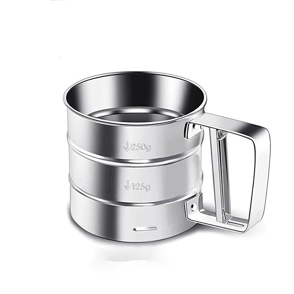 Tamiz de harina de acero inoxidable de mano, tamiz de harina semiautomático, prensado a mano, tamiz de harina de cocina, se puede pintar