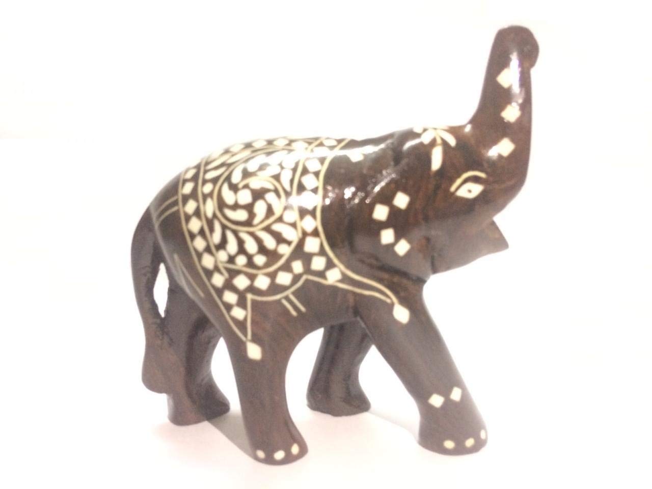 木製象の彫刻 象のフィギュア 新品 木製 手彫り 塗装済み ホームデコレーション