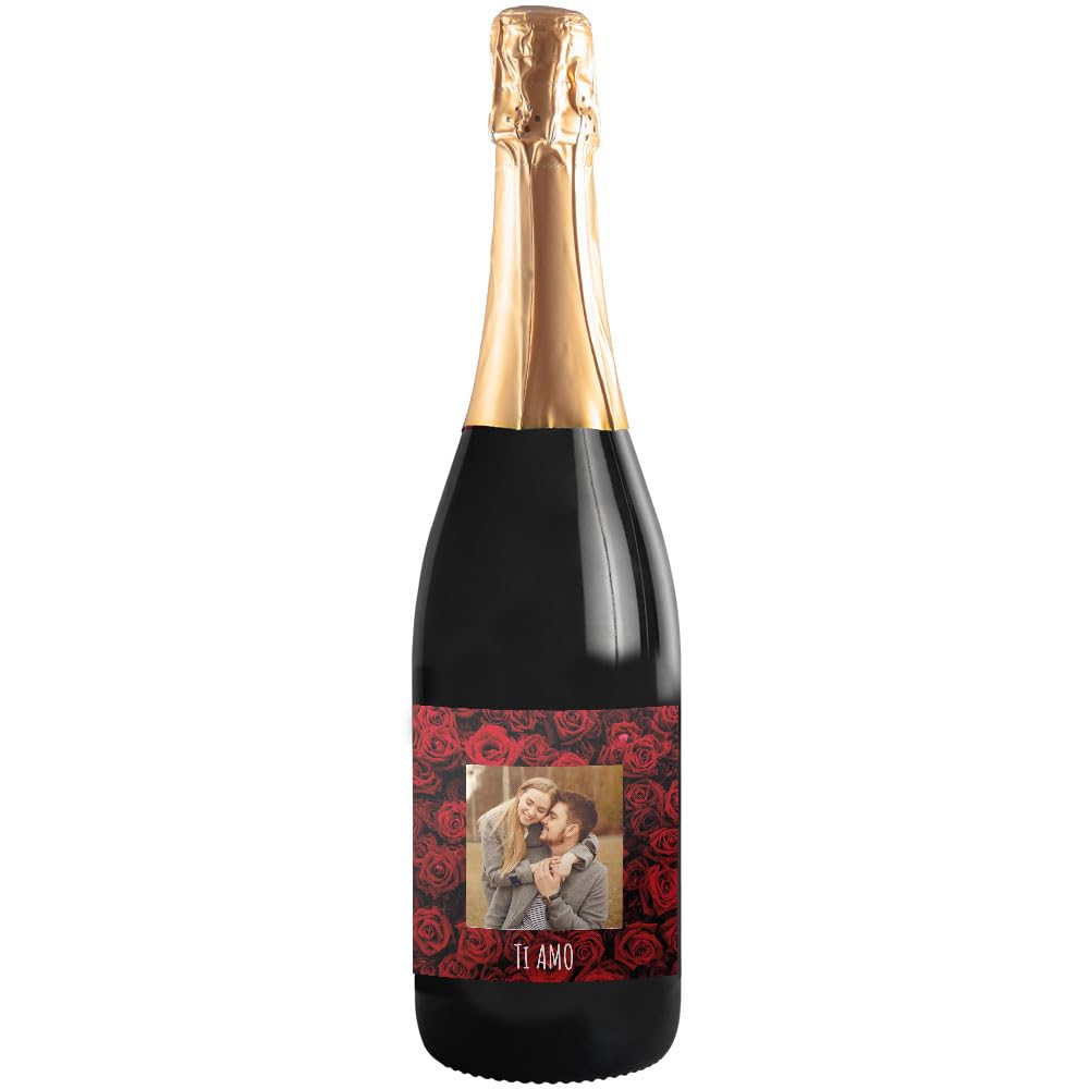 Regalo San Valentino - Prosecco DOC personalizzato e cassa legno - Idea regalo per innamorati, bomboniere, anniversario di fidanzamento e di matrimonio (Foto e testo, Love)