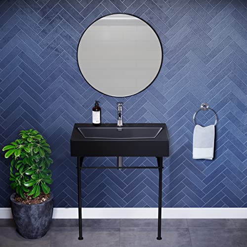 Swiss Madison Well Made Forever SM-CS782, Claire 30" Ceramic Console Sink In Matte Black Basin