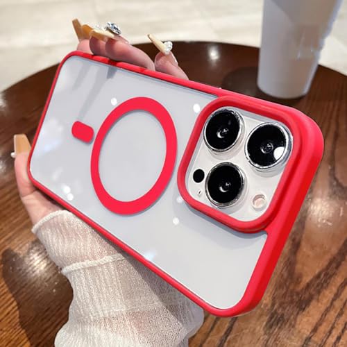Coque transparente iPhone 15 Pro Max rouge pour charger sans fil au bureau