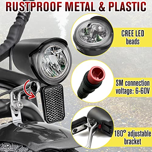 Bike Headlight For Night Riding - Ebike Headlight For Bike Cycling Lights For Road Bike Led Light Connector - 6V 12V 24V 36V 48V 60V Waterproof Bicycle Light For Bike Front Light Mountain Bike Light #TOP2