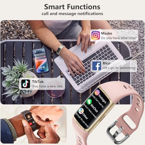 Image of FITVII FINO 2 Slim Fitness Tracker, Smart Watch with Blood Oxygen, Sleep Monitor, 24 /7 Heart Rate & Blood Pressure, IP68 Waterproof Health Activity Trackers with Calories Step Counter for Women Men