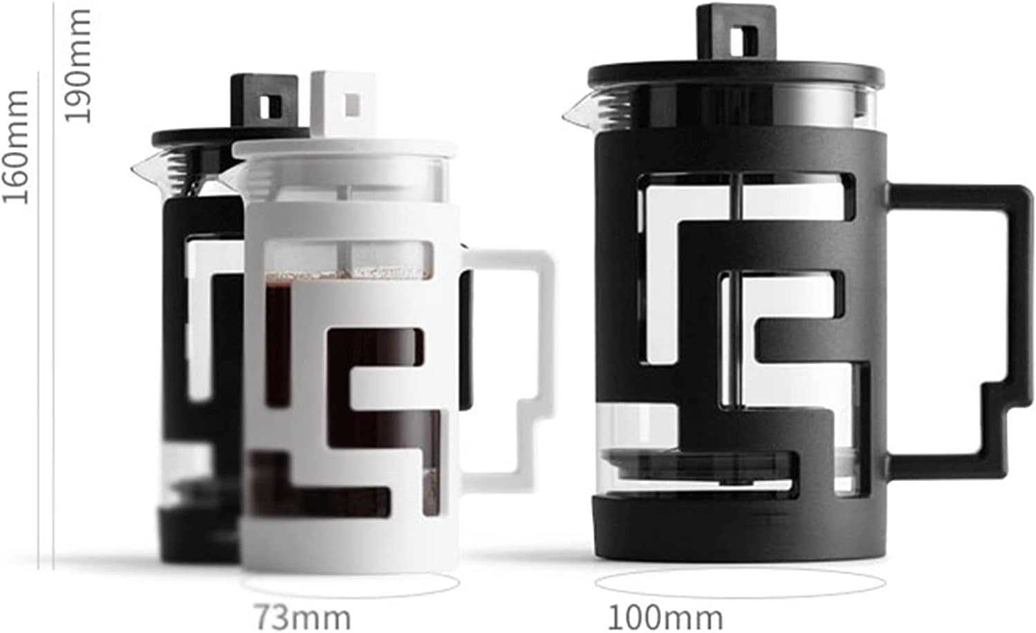 Percolator Coffee Pot Press Coffee Press Tea Coffee Pot Glass Coffee Pot (Color : Black)