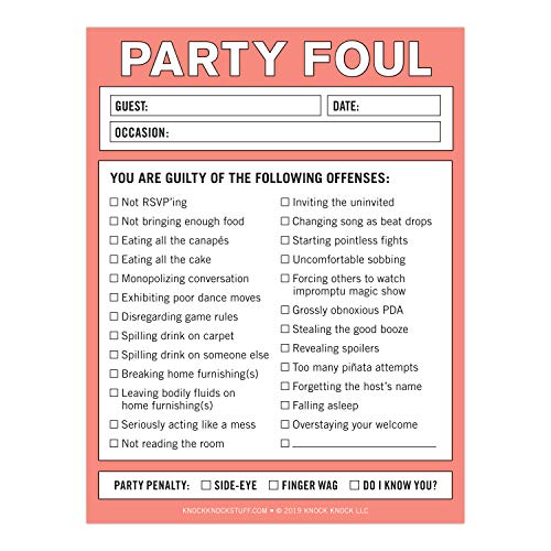 Knock Knock Party Foul Nifty Note, Checklist Memo Pad, 4 x 5.25-inches