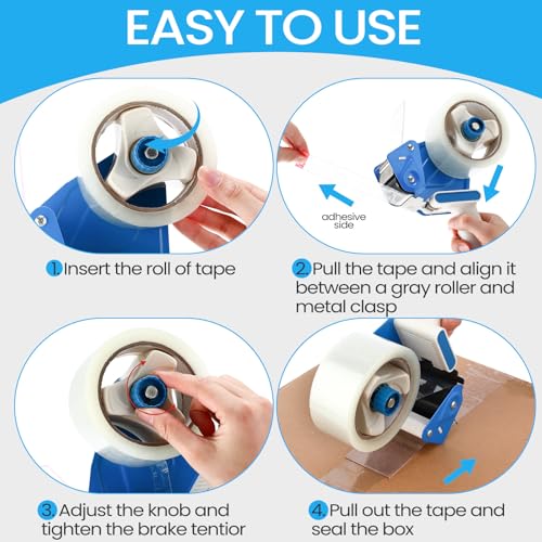 Dunzoom Pacote com 2 pistolas distribuidoras de fita com 12 rolos de fita de embalagem de 5 cm Pisto
