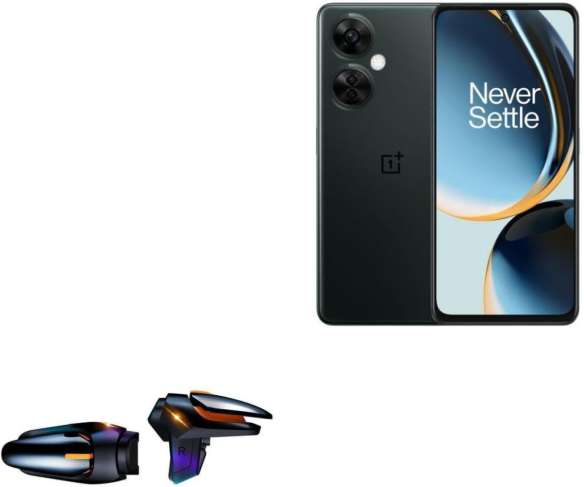 BoxWave Gaming Gear Compatible with OnePlus Nord N30 SE - Touchscreen QuickTrigger Auto, Trigger Buttons Autofire Gaming Mobile FPS - Jet Black