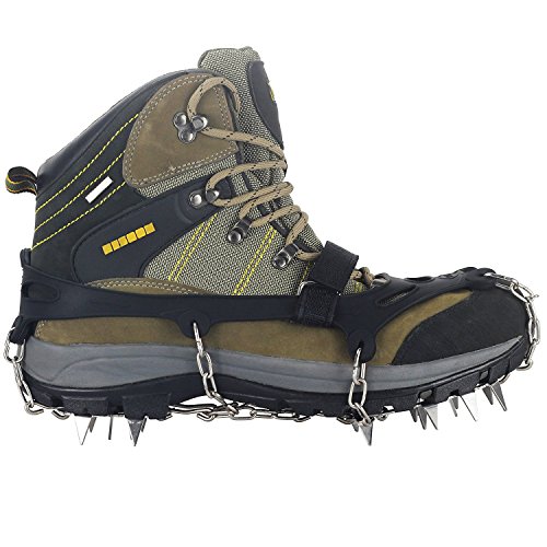 YUEDGE Universal Anti Slip Ice Cleats Shoe Boot Grips Traction Crampon Snow Spikes Grips Cleats(L)