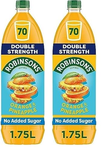 Robinsons Double Strength Orange & Pineapple No Added Sugar Squash 1.75L, Packaging may vary (Pack of 2)