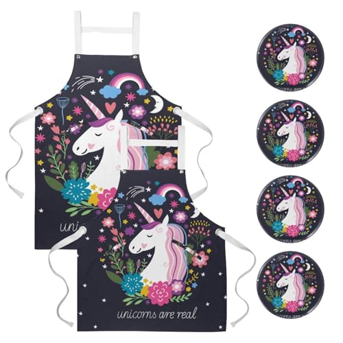 Tablier de serveuse multicolore avec 4 broches pour restaurant et nettoyage de maison