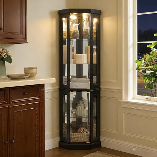 HIUU 70 Inch Corner Curio Cabinet