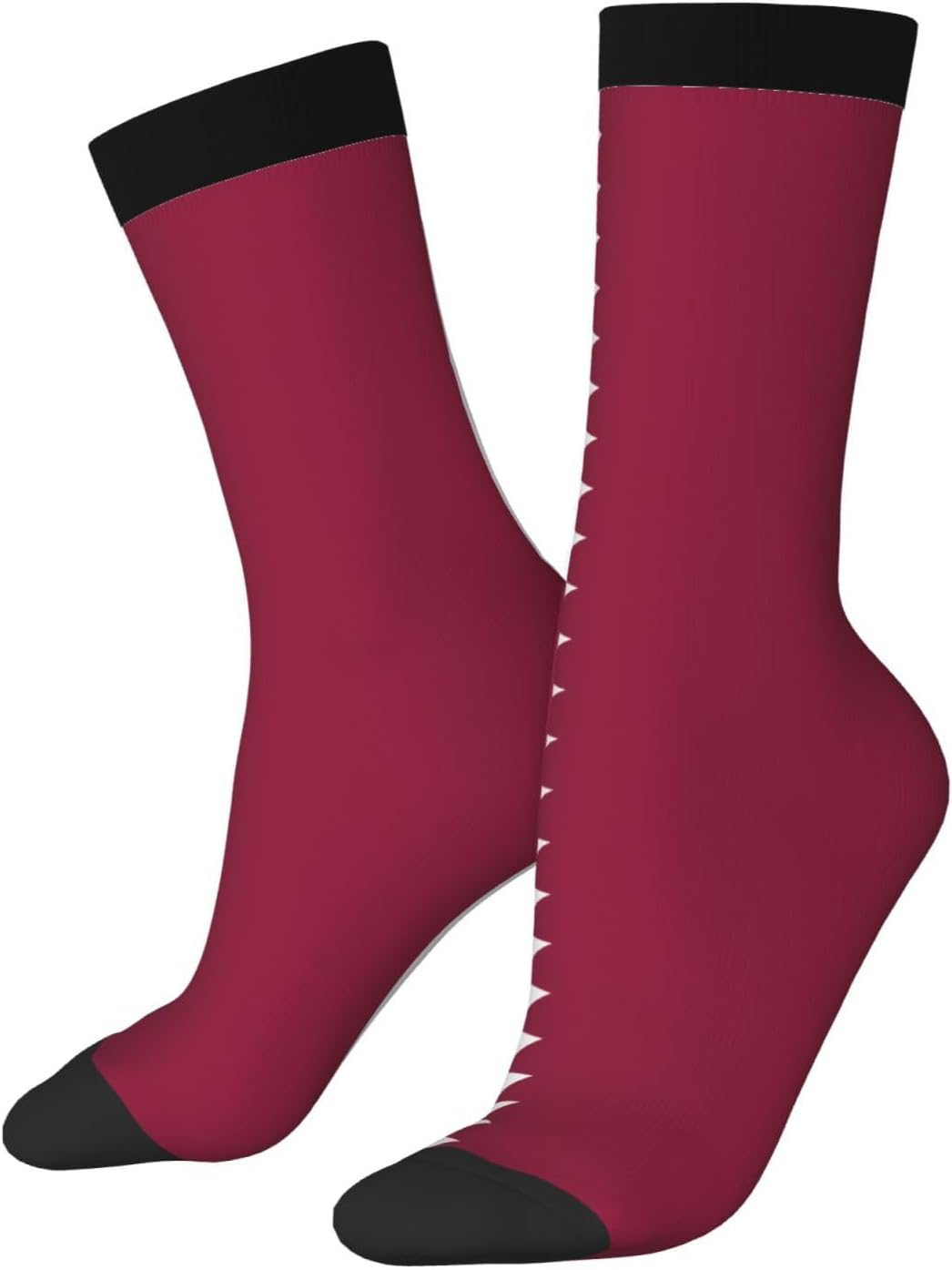 Qatar flag Unisex Crew Work Cushion Socks Long Athletic Running Socks Workout Breathable Socks