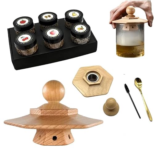 Kit per affumicatore per cocktail, kit per affumicatore di formaggio e whisky, con trucioli di legno da 6 gusti, accessori per cocktail bar, kit per cocktail, kit regalo per uomini e amanti dei