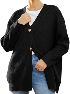 HUIQINGLI 2023 Fall New Cocoon Cardigan, Women's Soft Knit Casual Long Sleeve V Neck Loose Cardigans Knit Outwear