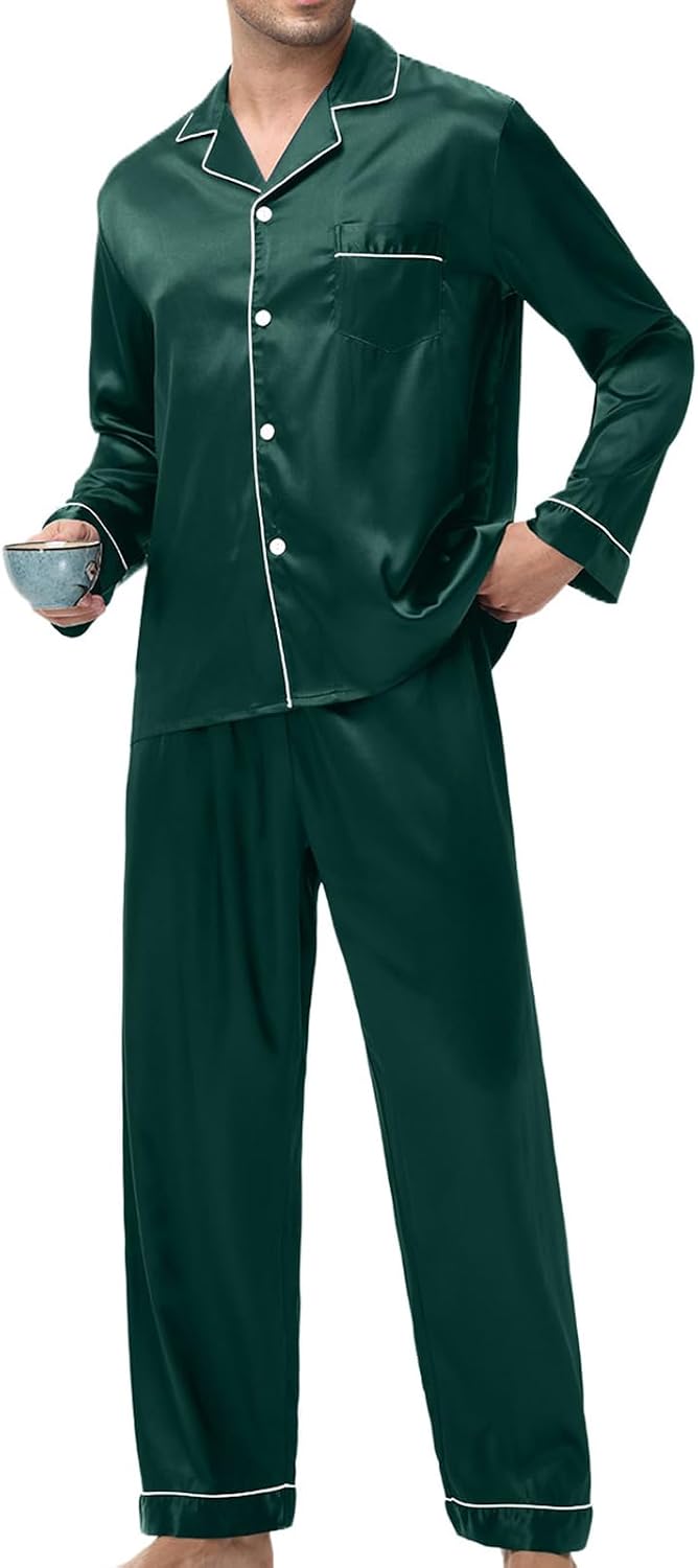 WENKOMG1 Men's Pajama Sets Silky Sleep Lounge Bottoms, Soft Comfy Pj Pant Sleepwear Pants, S-2XL