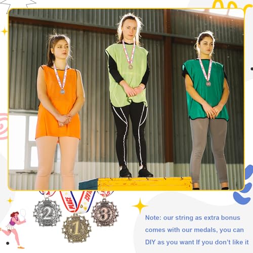 Loetere 24 Pcs Award Medals 1st 2nd 3rd Place Medals for Awards Metal Winner Trophy Awards Gold, Silver, and Bronze Prizes for Sports Competitions Party, 2 Inches (Star) by Loetere - Used condition - Image 5