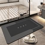 TOKLYUIE Super Absorbent Bath Mat Non Slip Anti Mould Quick-Drying Bathroom Mat Simple Kitchen Door Mat Machine Washable Large Living Room Carpet (40 x 60 cm, Rectangular Dark Gray)