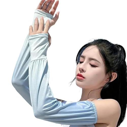 ZQUZEMS Zon Bescherming Mouwen 1 Paar Solar Arm Mouwen Bescherming Ijs Zijde Mouw Afdrukken Anti-Zonnebrand, Blauw verloop, A