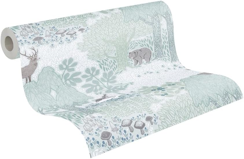 A.S. Création Lilly & Luis 771332 Non-Woven Wallpaper Forest 10.05 m x 0.53 m Brown Cream White Wallpaper Animals