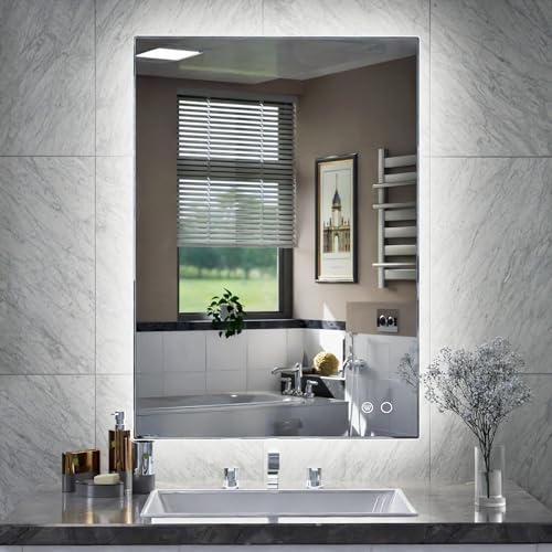Keonjinn 20" x 28" Bathroom Mirror with Lights, Small Backlit Vanity Mirror