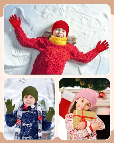 Image of JaGely 64 Pcs Kids Hats and Gloves Bulk Winter Beanies Hat Gloves for Toddler Boys Girls School Donation Wholesale