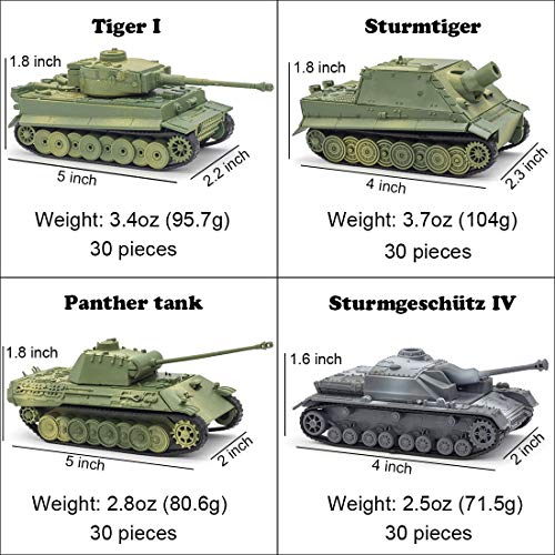 Kvvdi 4 Sets Upgrade 3D Puzzles Plastic Model Toy Tank Kit for Adults, Military Tiger Tank Model, Premium Scale Model Tanks Kits Collection - Thumbnail 2