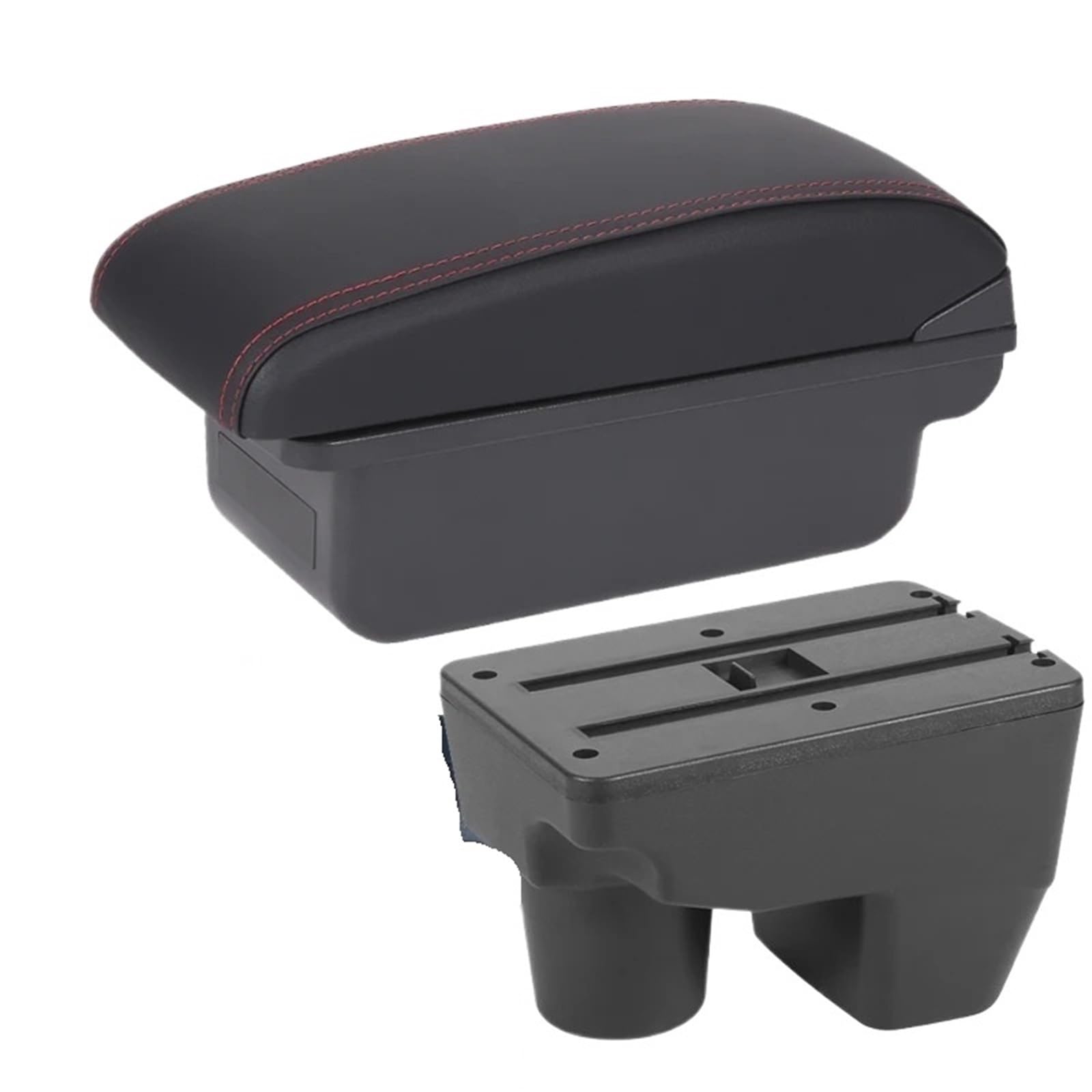 AWGNTQQ Car Armrests For Toyota For Yaris Elegant GR 20021-2025 Car Armrest Auto Storage Box Retrofit Parts Car Accessories(C1 Black red No USB)