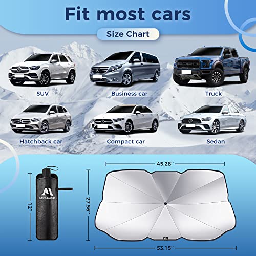 Windshield Sun Shade Umbrella, Car Sun Shade Windshield Foldable Uv Ray Reflector, Car Windshield Sun Shade Cover Visor For Auto Trucks Suv Keeps Vehicle Cool Heat Insulation Protection(53*27.5"Small) #TOP6