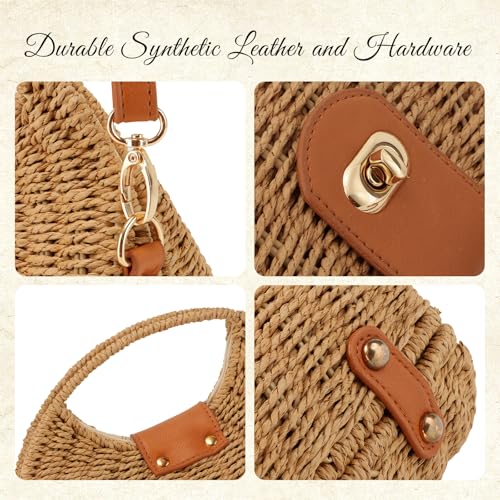 Bolso tote de mimbre para mujer estilo verano miniatura 6