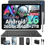 2026 Android 16 Tablet with Keyboard, Gemini AI 10 Inch Tablet, Black Case