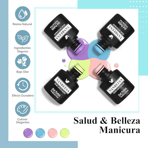 Pintauñas Semipermanentes VANREESA de 45 Colores Kit Completo con Base y Top Coat 5