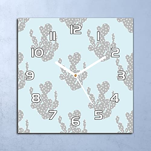Horloge Murale Verre Sécurité Design Cactus Pastel Subtil