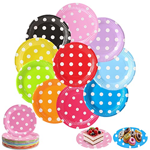 120-teiliges Party Geschirr Set - Bunte Papierteller, Tassen & Servietten Regenbogen