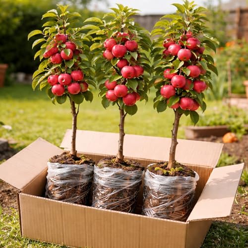 Crabapple Tree Saplings – 3 Live Crab Apple Trees for Planting, Cold Hardy Fruit Tree Starts for Backyard Orchard, Garden & Container Growing