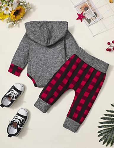 Fommy Baby Boy Clothes 3-6 Months Boy Clothes Plaid Letter Print Long Sleeve Hoodies + Long Pants 2Pcs Baby Boy Stuff Gifts Outfits Set #TOP6