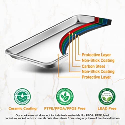 NutriChef Aluminum Baking Sheet w/ Cooling Rack - Thick & Durable Cookie Sheet Tray for Baking Pastries, Cookies, Bacon, & More - PFOS, PTFE, PFOA FREE, Dishwasher Safe (13" x 10") by NutriChef - Image 3