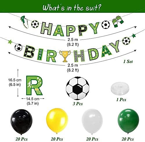 Easy Joy 180 Pcs Soccer Fans Birthday Party Decorations for Soccer Party Boys Birthday - Birthday Balloon Arch Garland Cake Toppers Latex Balloon Happy Birthday Banners Football Party
