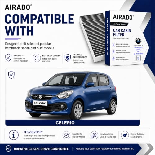 Image of Car Cabin Air Filter with Activated Carbon | AC Filter for CELERIO PM2.5 Dust Protection | Easy DIY Installation | Pack of 1 | Car Cabin Air Filter with Activated Carbon