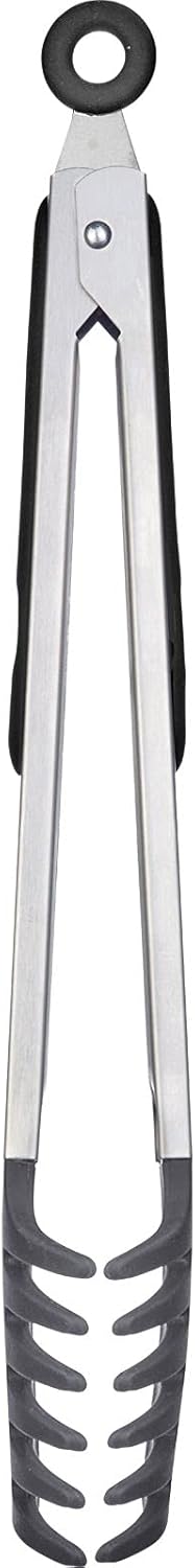 Westmark Buffet Tongs, with Fork Clamps Made of Silicone and Rubberised Handles, Length: 32.5 cm, Stainless Steel/Plastic/Silicone, Fork Silicone Maxi, Silver/Black, 16222270