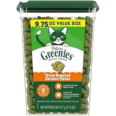 Greenies Feline Natural Dental Cat Treats, Roasted Chicken Flavor, 9.75 oz