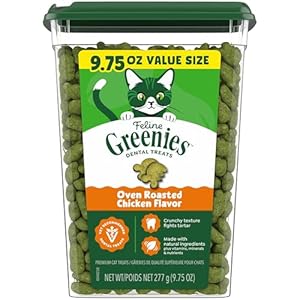 GREENIES Feline Cat Treats Natural Dental Care, Oven Roasted Chicken Flavour, 9.75oz. Tub