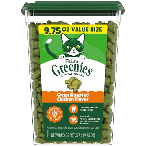 Greenies Feline Dental Treats Oven-Roasted Chicken Cleans Teeth 9.75-Ounce
