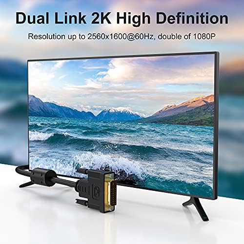 ICZI 3M DVI to DVI Cable DVI-D Dual Link 24+1 Gold Plated Cable High Speed DVI Male to DVI Male Cable with Interference Magnetic Ring, Resolutions up to 2560x1600, Tin-Plated OFC Copper Conductor