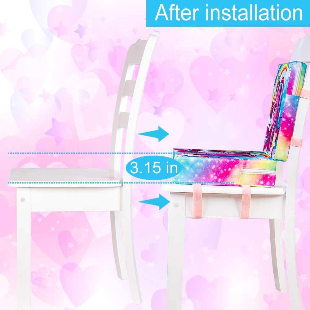 gxtvo 2PCS Toddler Booster Seat for Dining Table, Chair Increasing Cushion for Baby Kids, Washable Thick Chair Seat Pad Mat Strap, Portable Dismountable Adjustable Highchair Booster - Mermaid