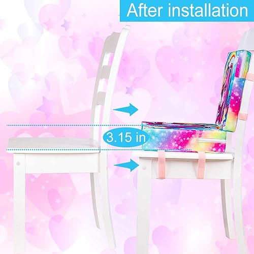 Miniatura 17 de 2 piezas de asiento elevador para mesa de comedor, cojín de aumento de silla para bebés y niños, correa de almohadilla de asiento de silla gruesa
