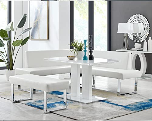Armen Living Amanda Sectional In White And Chrome Finish 79.5"X58"X22" #TOP2