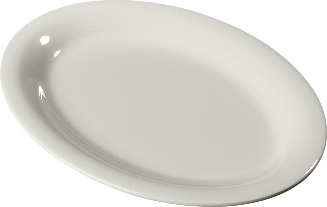 Carlisle FoodService Products Sierrus Rusable Plastic Oval Serving Platter with Rim for Restaurants and Home, Melamine, 12 x 9 Inches, Red, (Pack of 12)